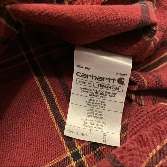 Carhartt Loose Fit Plaid Long Sleeve Button Down Shirt Men’s XL - Picture 5 of 9